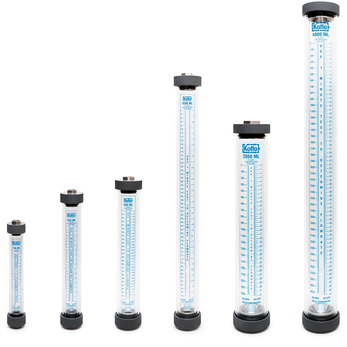 Glass Calibration Columns (shown with 316L stainless end caps)