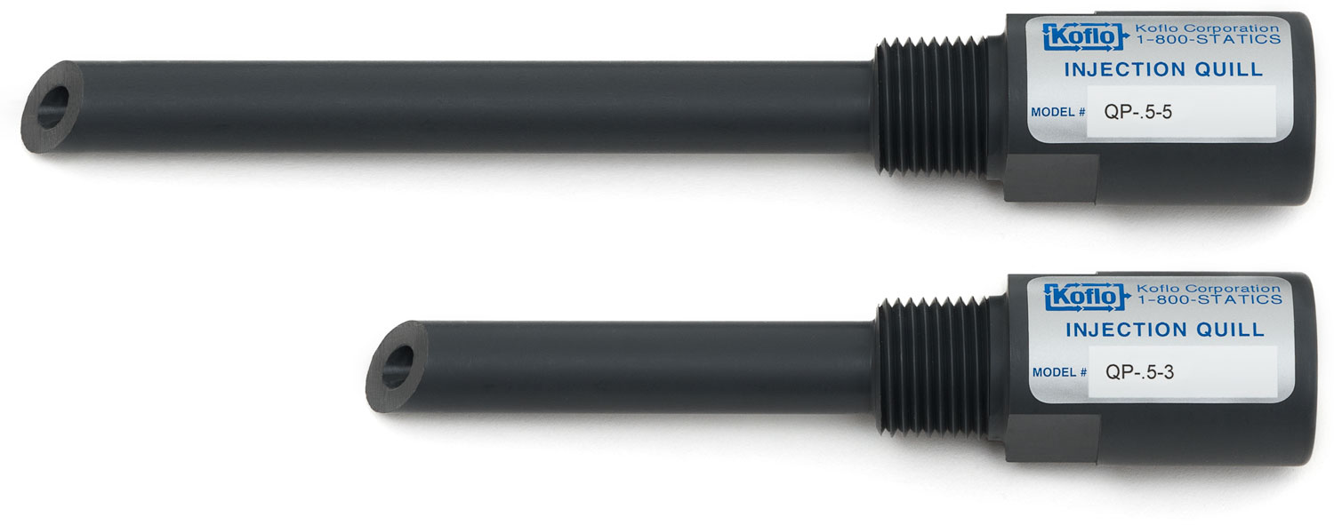 Size comparison of 3 and 5 inch PVC injection quill stinger lengths