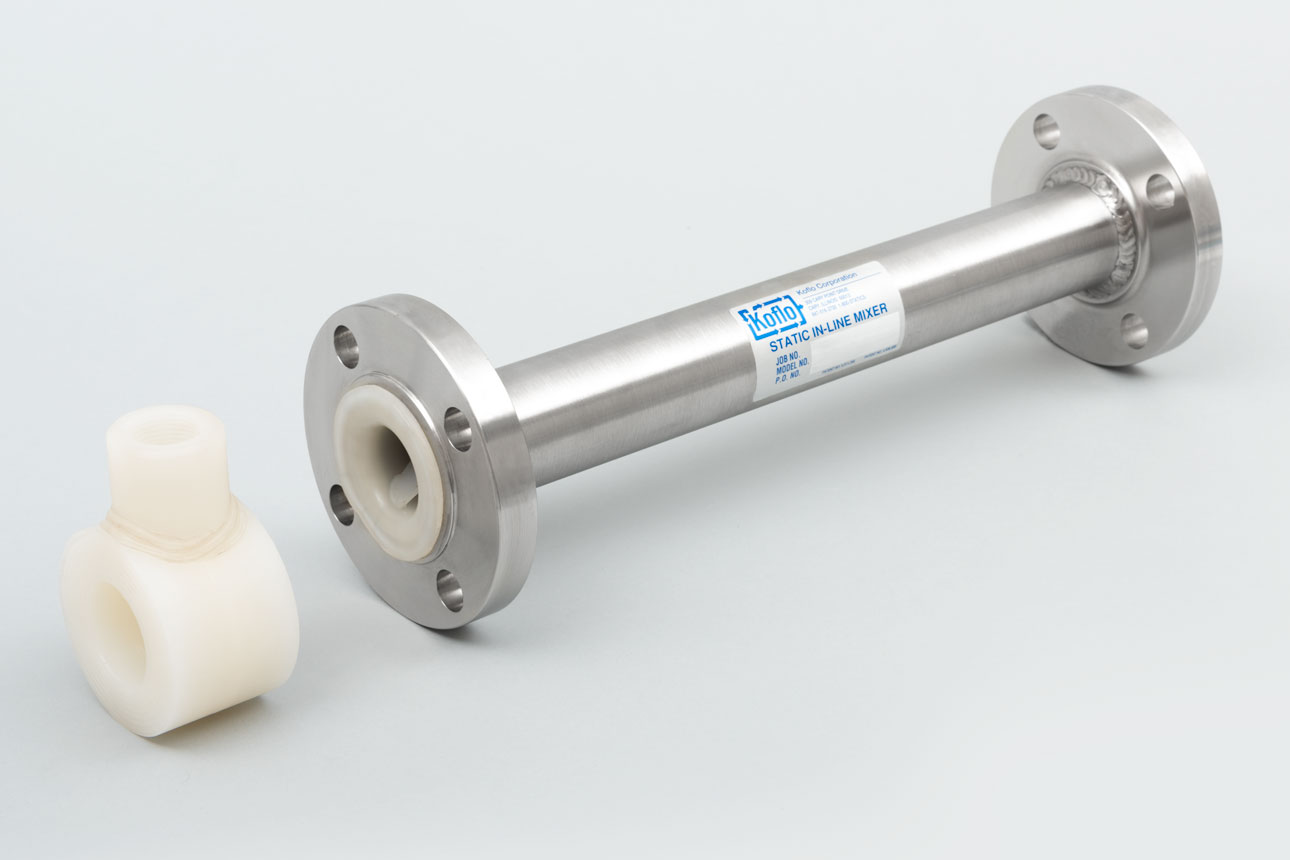 Kynar® PVDF-lined Stainless Steel Static Mixer with Solid PVDF Injection Ring