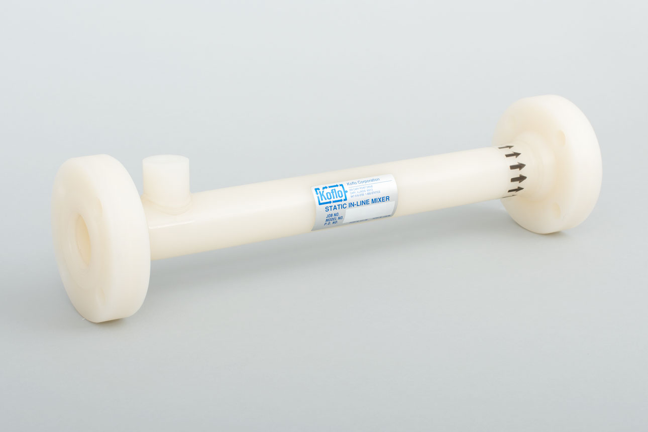Solid, Unpigmented Kynar® Static Mixer with FNPT Injection Port
