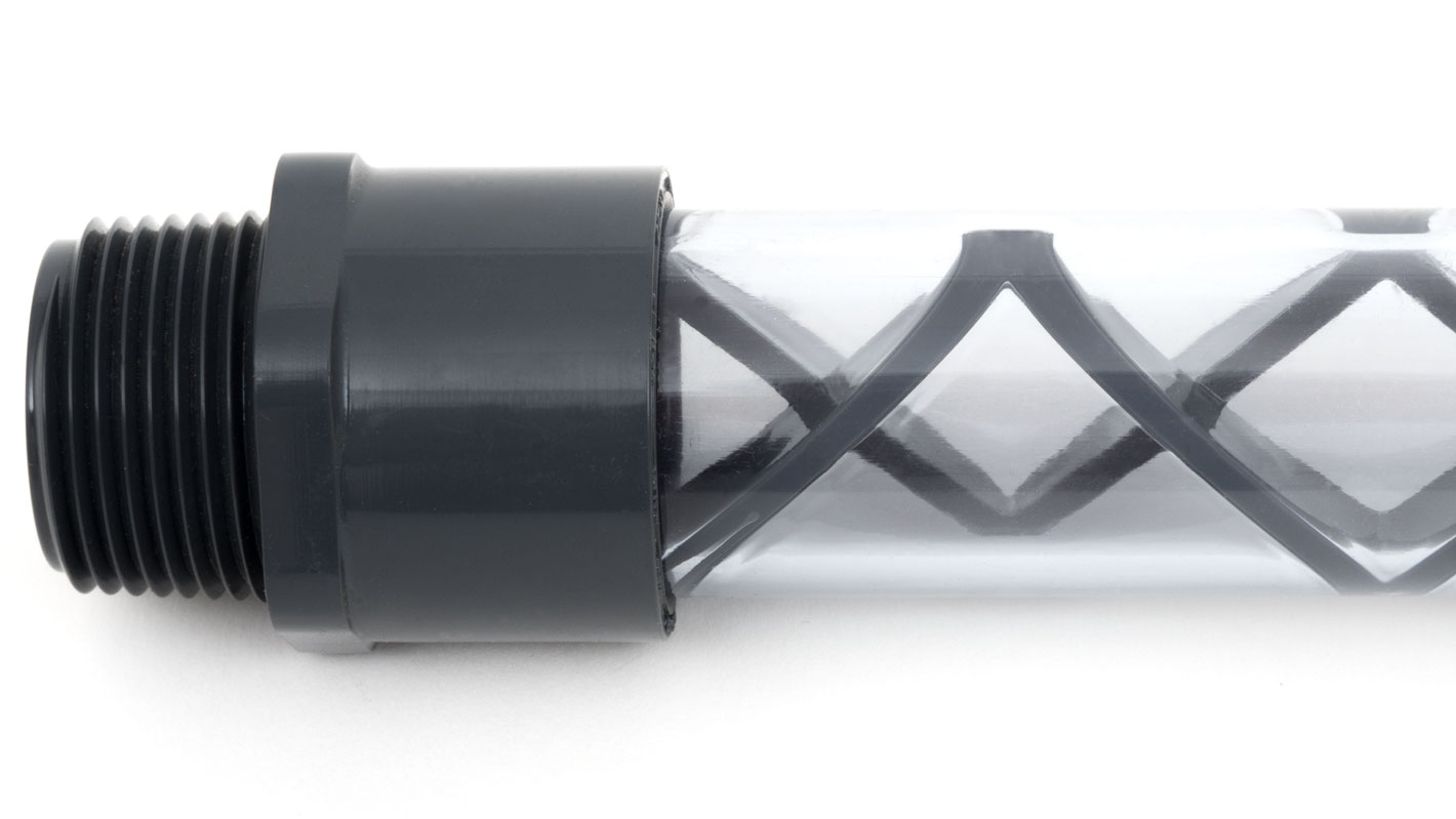 Static mixer with clear PVC housing