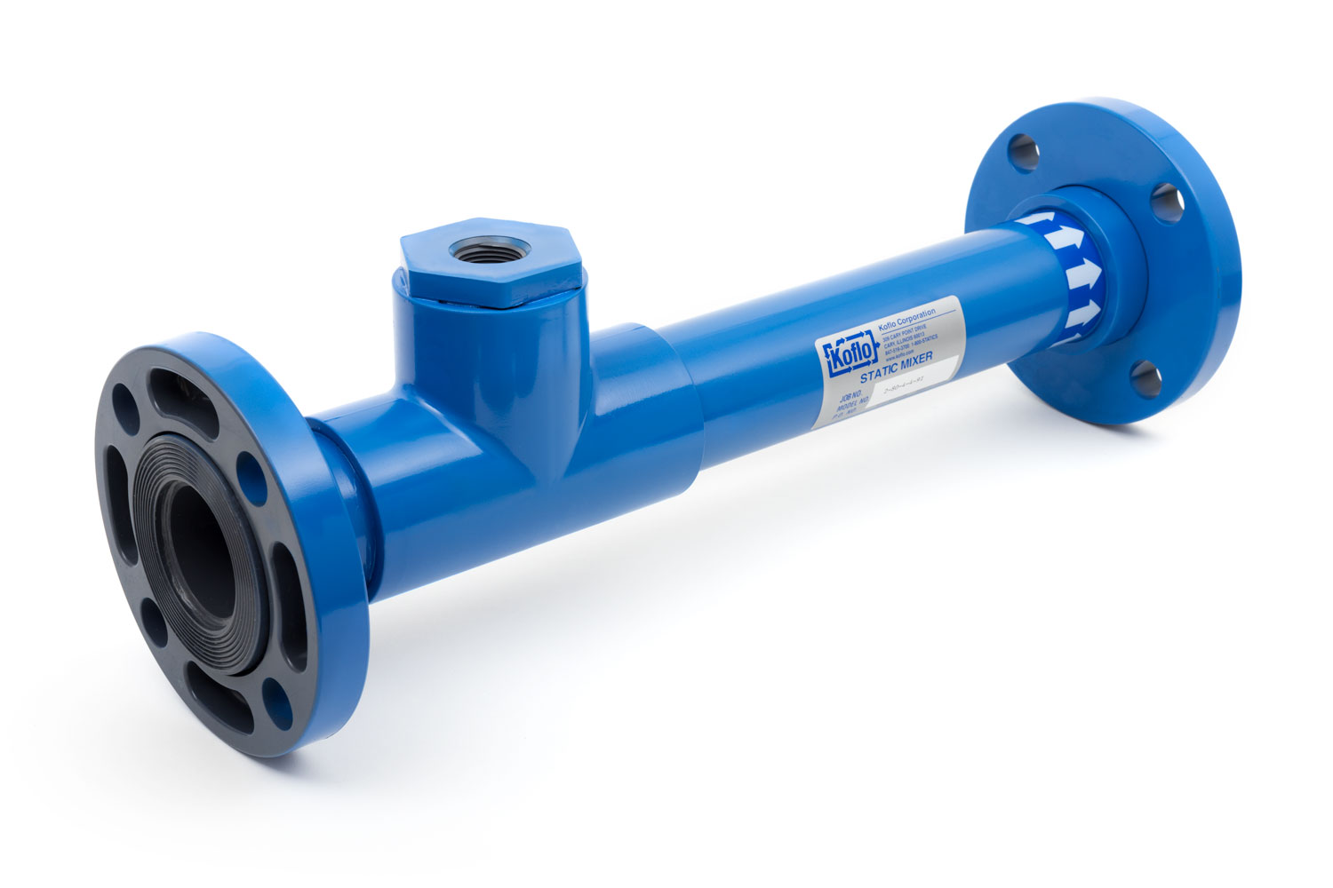 PVC flanged static mixer with port