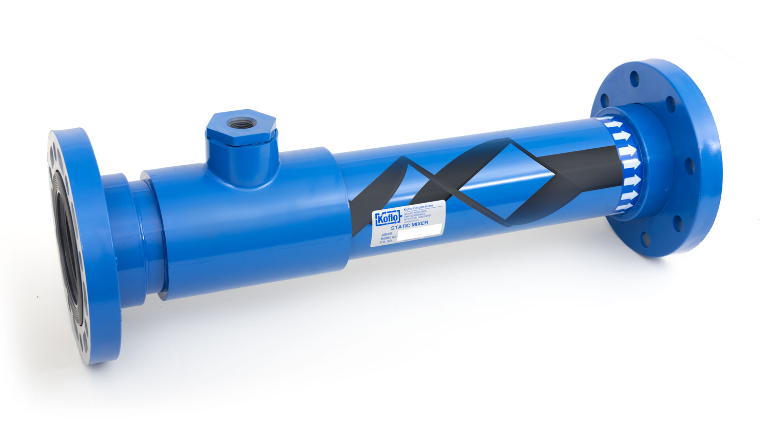 PVC static mixer with flow straightening vane