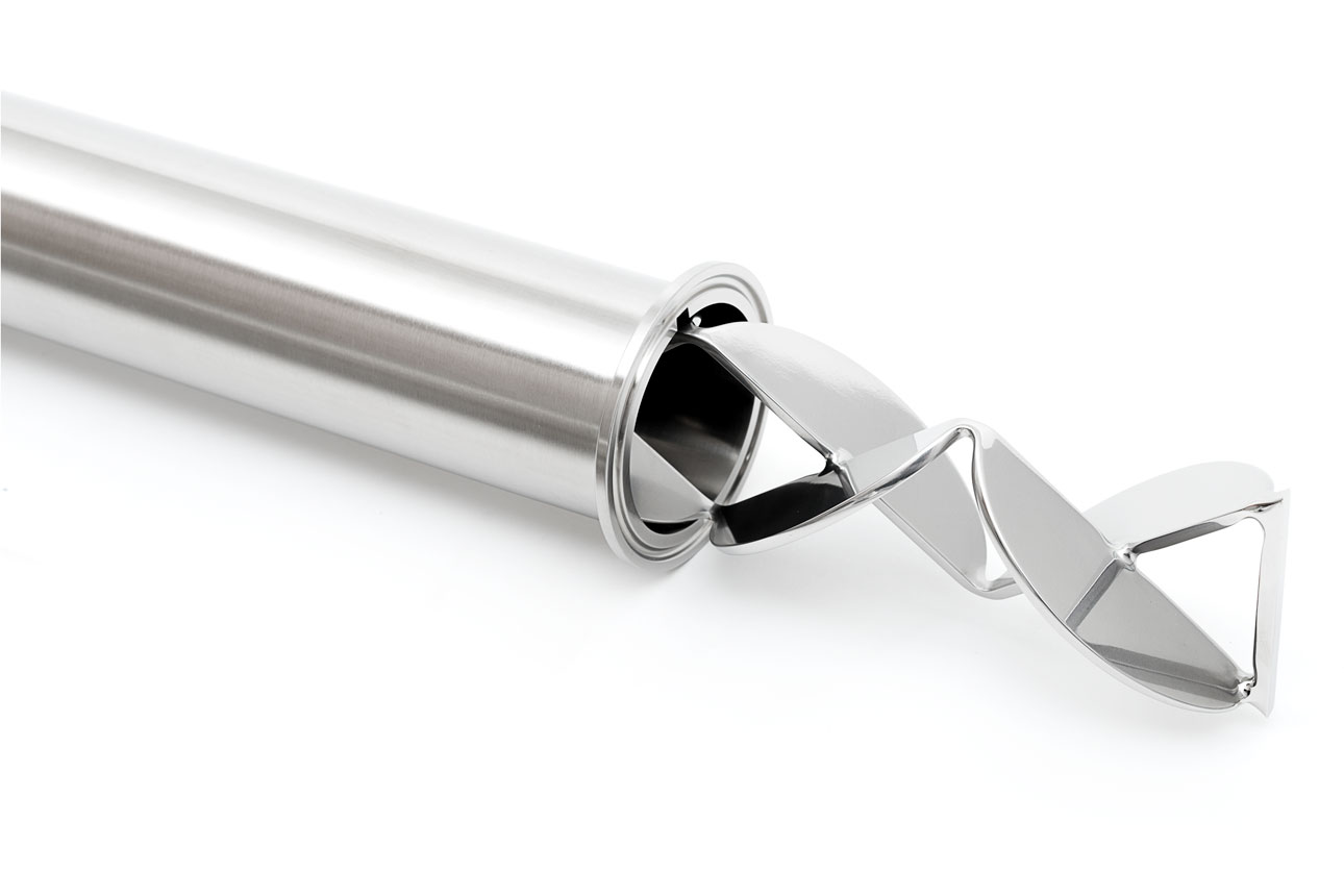 End View of Sanitary Static Mixer with Removed Koflo Blade™ Elements