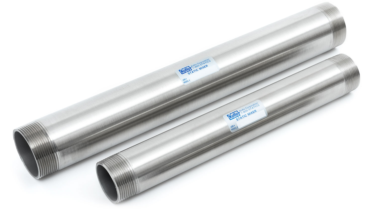 Stainless steel static mixer with threaded ends