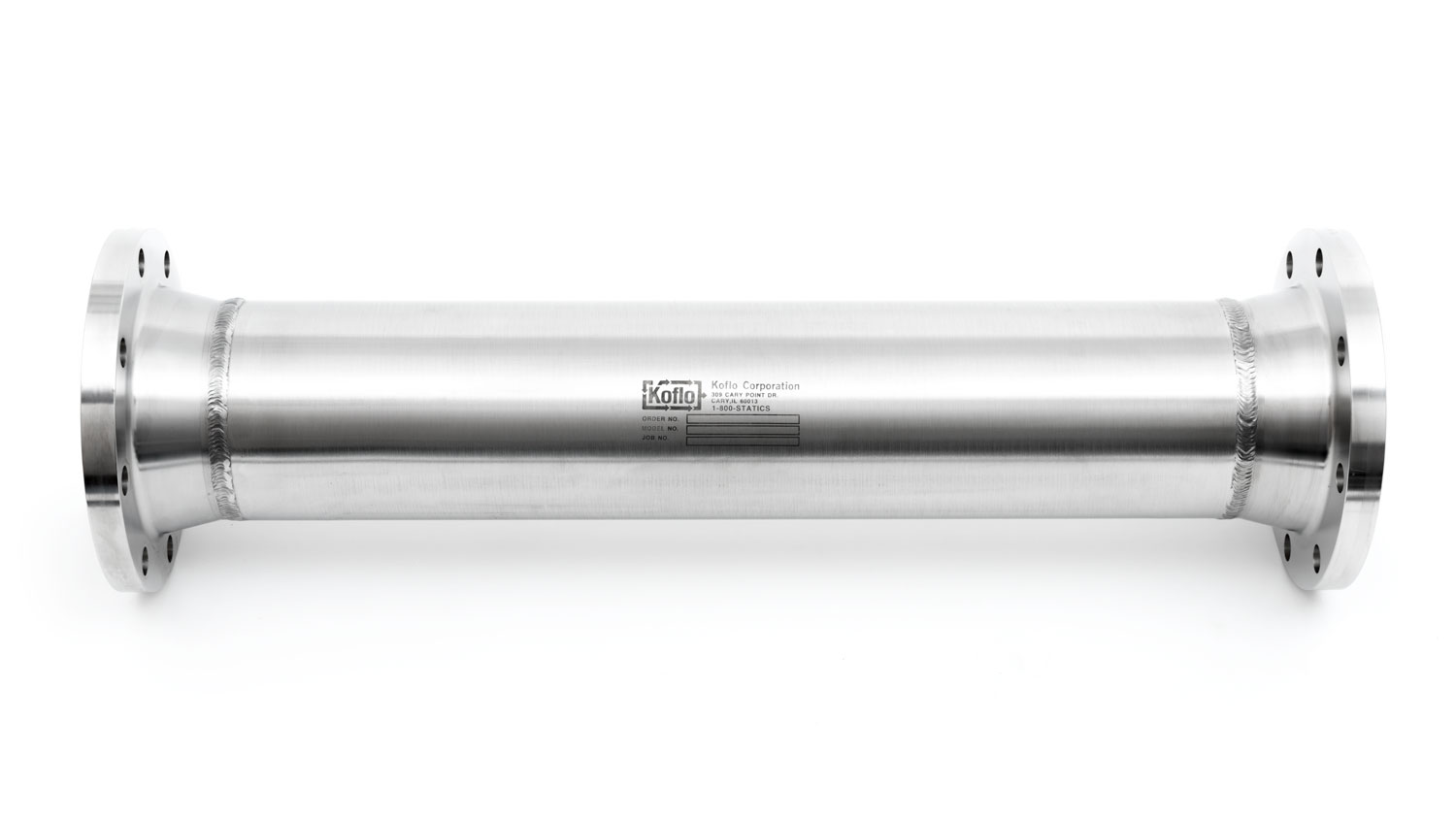 Stainless steel static mixer with weld neck flanged ends