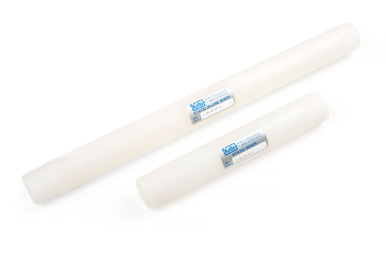 Stock Threaded Solid Kynar 6 and 12 Element Static Mixers